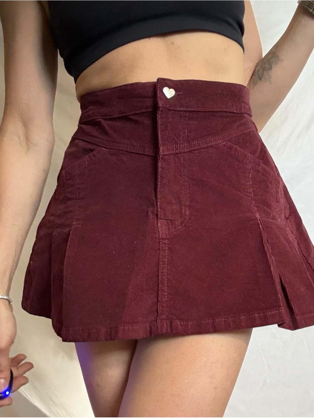 Celebrity Pink Wine Corduroy Mini Skirt
